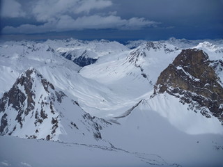 winter mountain panorama of st. anton am arlberg