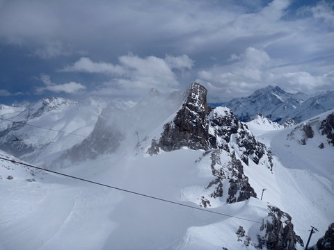 winter mountain panorama of st. anton am arlberg