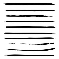 Fototapeta premium Kolekcja wektor lub zestaw czarną farbą ręcznie wykonane kreatywne pociągnięcia pędzlem