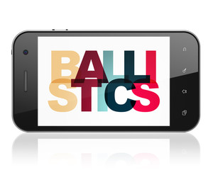 Science concept: Smartphone with Ballistics on  display