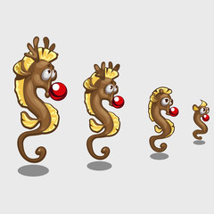 Seahorse with red ball, cute vector character