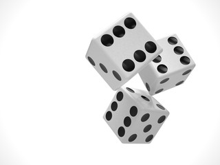 three dices on white