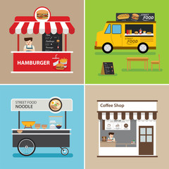 street food shop flat design