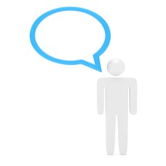 3d man with talk bubbles isolated over a white background
