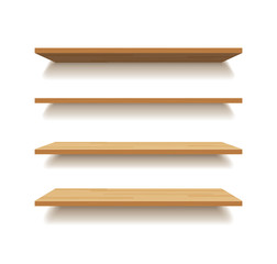vector empty wooden shelf isolated background © kaisorn