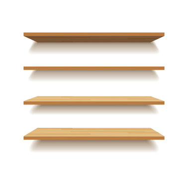 vector empty wooden shelf isolated background
