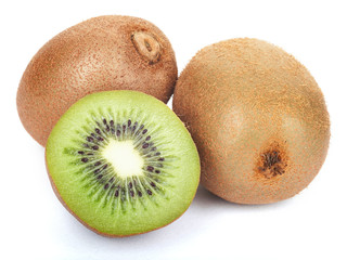 Juicy kiwi set fruit isolated on white background