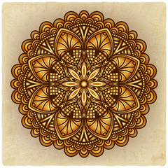 golden floral ornament. circular pattern old background