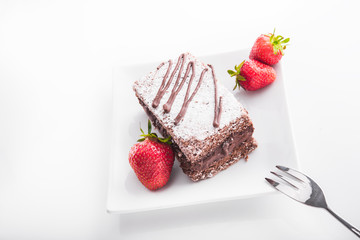 chocolate cake with strawberries fruit