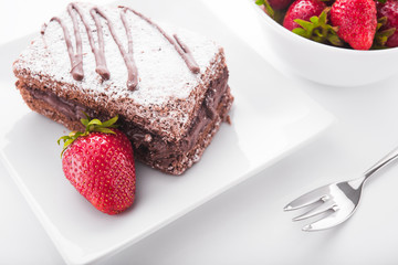 chocolate cake with strawberries