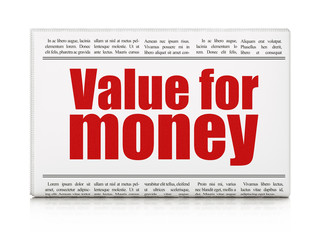 Currency concept: newspaper headline Value For Money