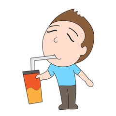 vector cartoon character man cold drink