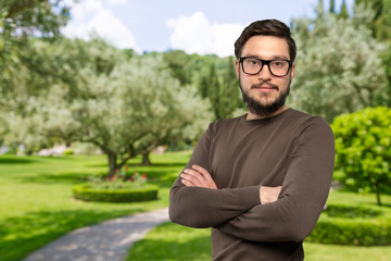 Fototapeta premium Portrait of mid adult man in glasses