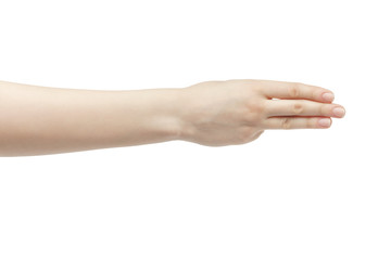young woman right hand counting three isolated  on a white isolated background