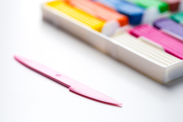 Plasticine bars on white background