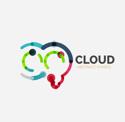 Flat linear design speech cloud logo. Talk bubble, modern geometric industrial thin line icon
