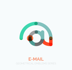 Vector email business symbol, or at sign logo. Linear minimalistic flat icon design