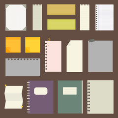 set of paper designs. paper sheets, lined paper and note paper