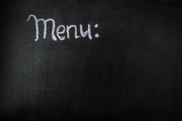 Obraz premium The chalk board menu for a bar or cafe .The drawing on a blackbo