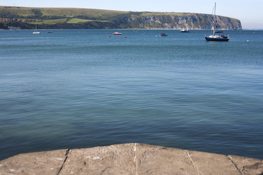 Overlooking the sea, at the boats at Swanage