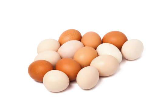 Group of eggs isolated on white background