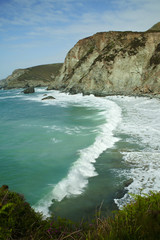 Obraz premium St Agnes, waves crashing, Cornwall