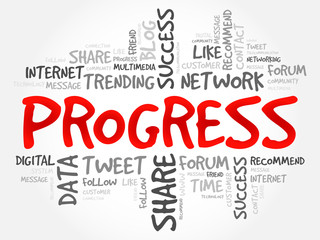 Progress word cloud, business concept