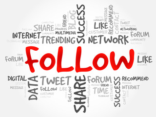 Follow word cloud, business concept