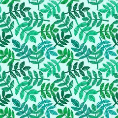Leaves of tropical plants, vector seamless pattern