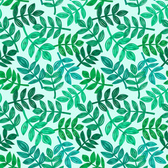 Leaves of tropical plants, vector seamless pattern