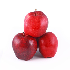 Plakat Pile of red apples isolated on white