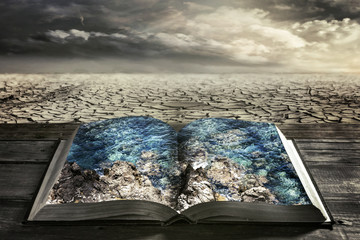 open book with clean water