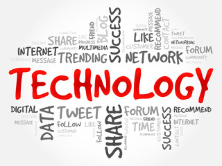 Technology word cloud, business concept