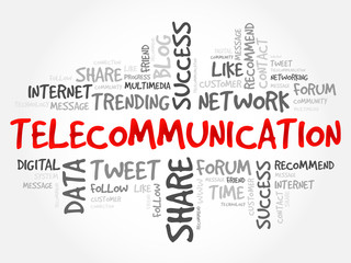 Fototapeta premium Telecommunication word cloud, business concept