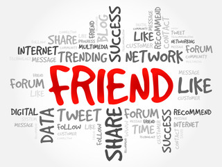 Friend word cloud, business concept