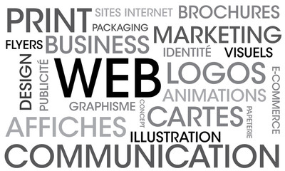 Mots communication / marketing gris