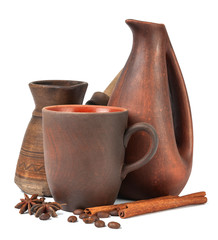 Turkish coffee with spices isolated