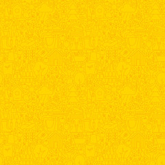 Yellow Garden Thin Line Spring Season Seamless Pattern