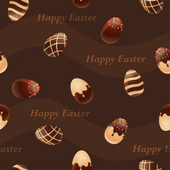 Happy Easter- Ferrous and White Chocolate eggs seamless pattern