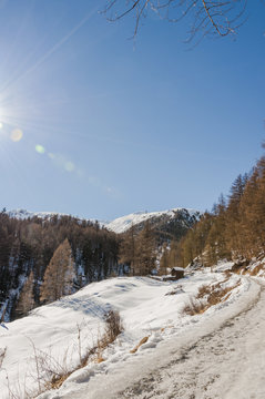 Zermatt, Dorf, Bergdorf, Furi, Zmutt, Alpen, Schweizer Berge, Trockener Steg, Skipisten, Wanderweg, Winterwanderung, Wintersport, Winterferien, Wallis, Winter, Schweiz