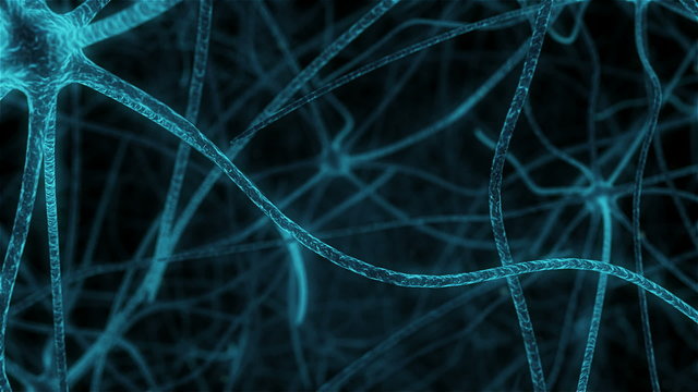 Animation of travelling through neurons in human brain