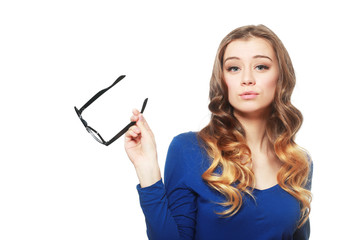 Naklejka premium woman holding glasses