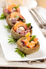 Stuffed artichoke hearts.