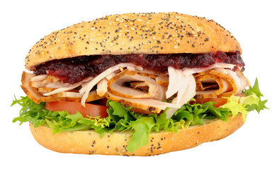 Turkey And Salad Sandwich With Cranberry Jelly © philip kinsey