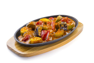 Hot vegetable thai salad isolated on white background