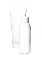 blank body lotion and shampoo