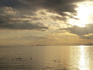 Sunset Scene of Lake Biwa from Nagahama Port,Nagahama/Shiga,Japan