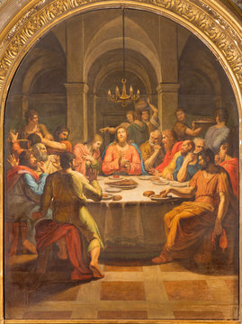 Rome - Last supper paint in church Basilica di San Lorenzo in Damaso by Vincenzo Berrettini (1818).