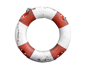 Isolated Rustic Lifebuoy Or Life Preserver - Powered by Adobe