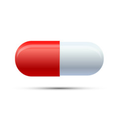 Isolated red and white pill icon with shadow